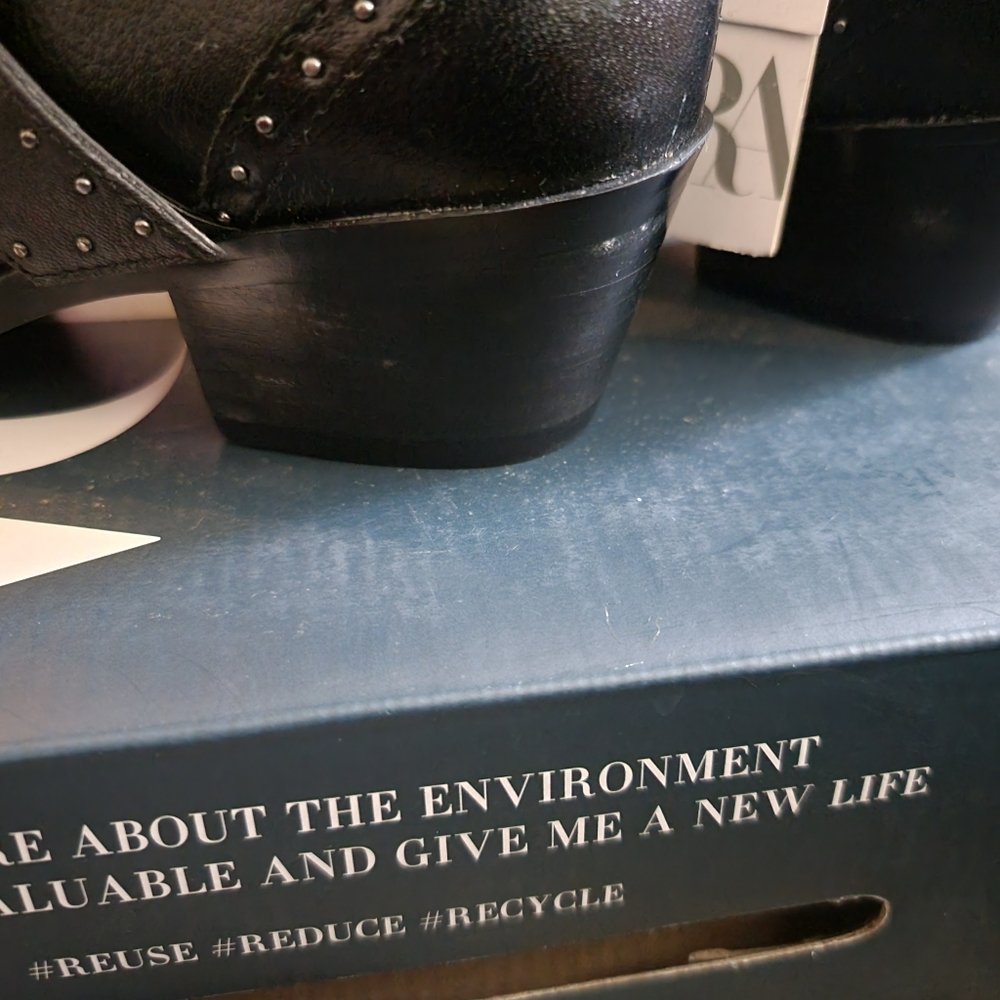 Zara Black Leather Cowboy Ankle Boots - Picture 7 of 7